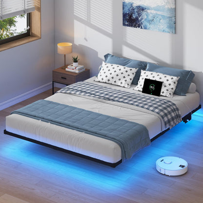 Floating Twin Bed Frame with LED & Charger