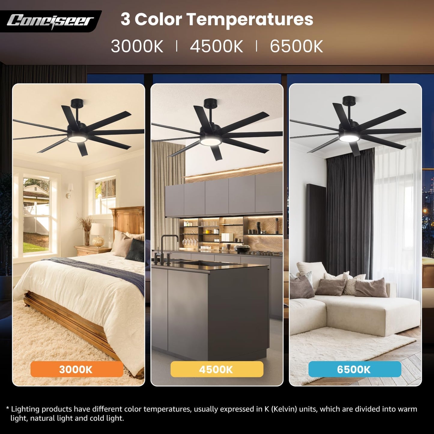 65" Modern Ceiling Fan with Light & Remote