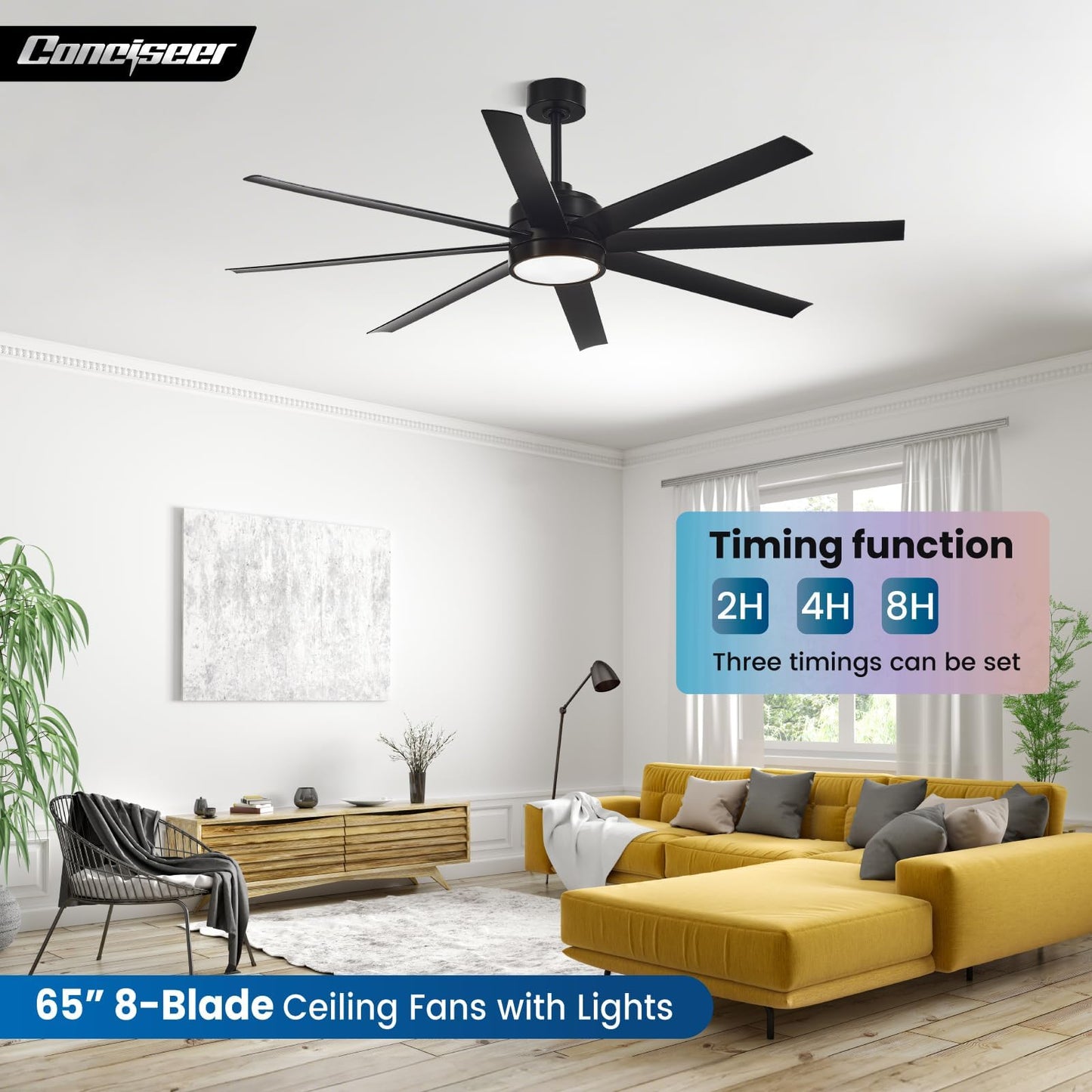 65" Modern Ceiling Fan with Light & Remote
