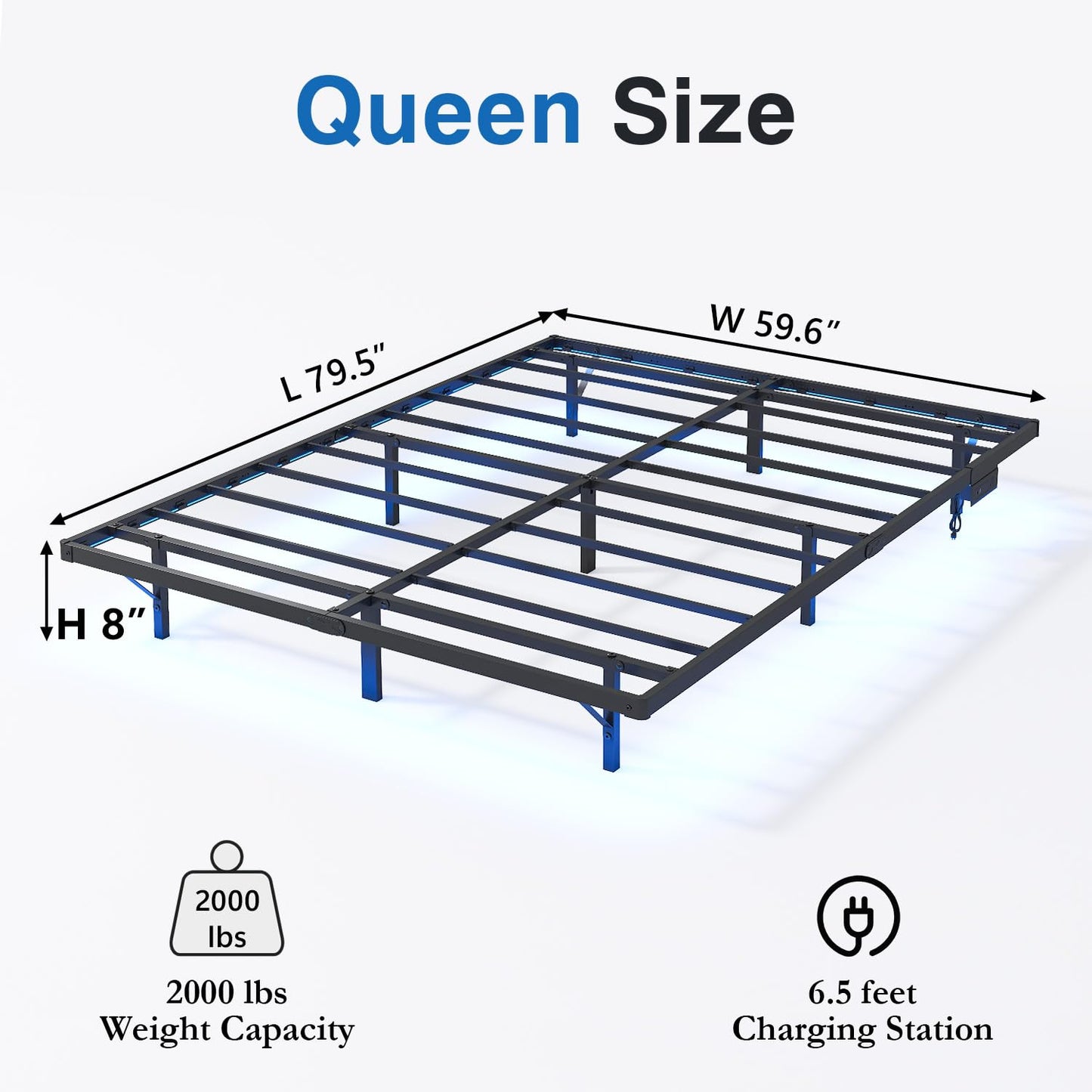 Floating Twin Bed Frame with LED & Charger
