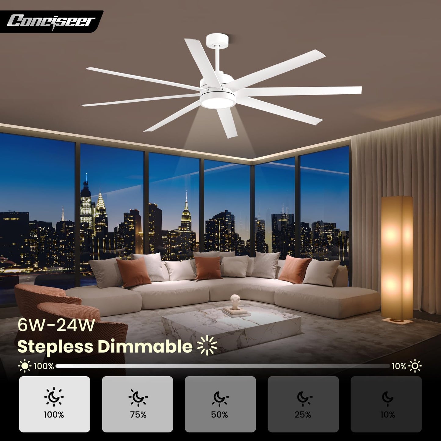 65" Modern Ceiling Fan with Light & Remote