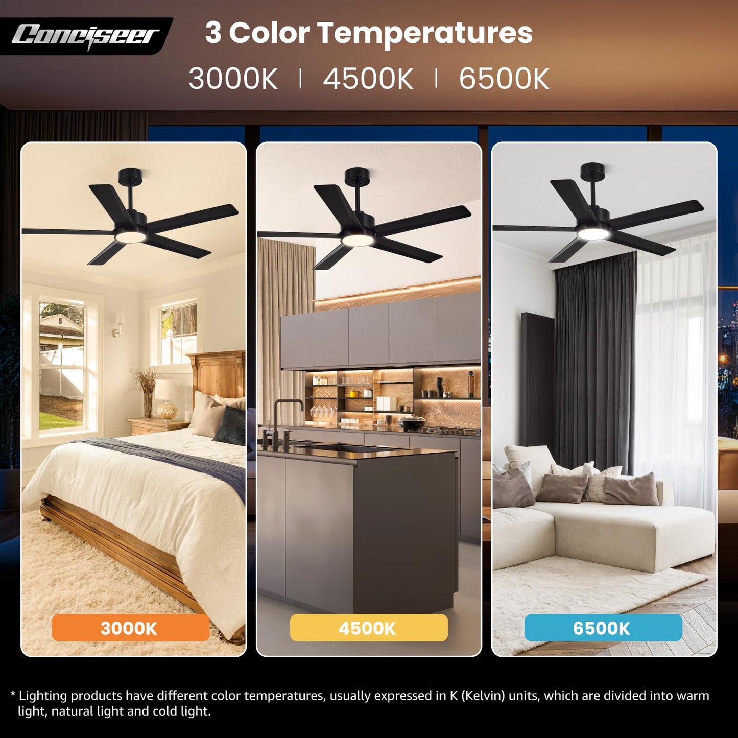 65" Modern Ceiling Fan with Light & Remote
