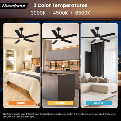 65" Modern Ceiling Fan with Light & Remote