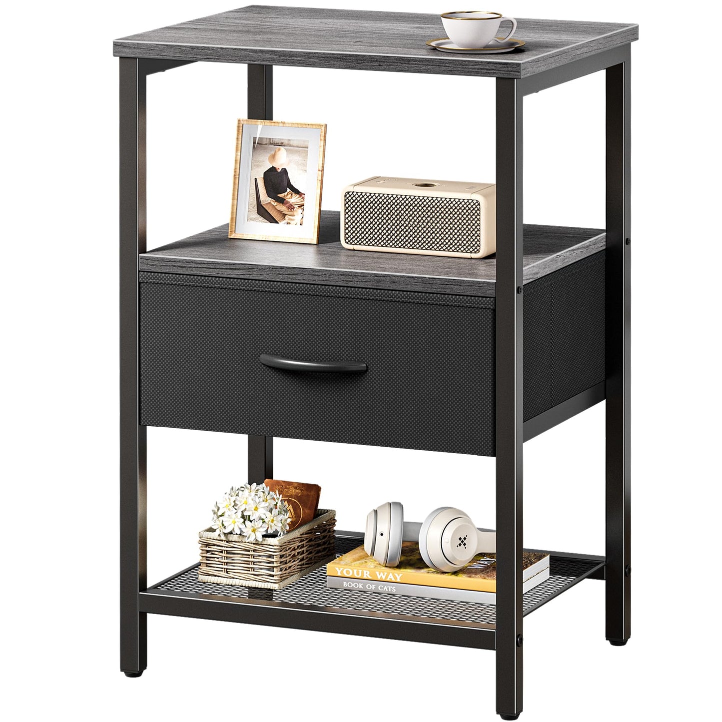 Huuger Fabric Nightstand, Rustic Brown