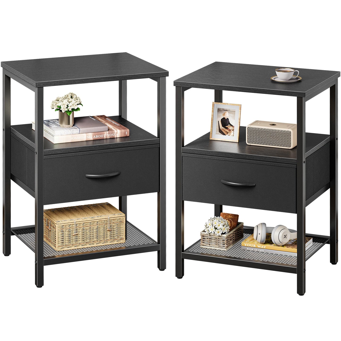 Huuger Fabric Nightstand, Rustic Brown