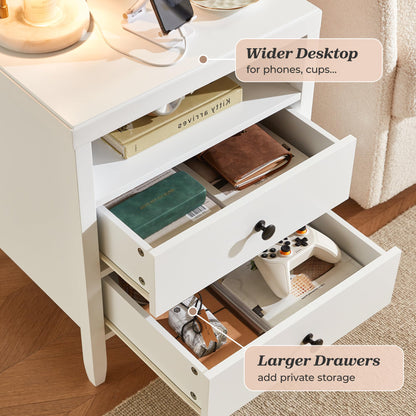 Huuger Black Nightstands Set of 2