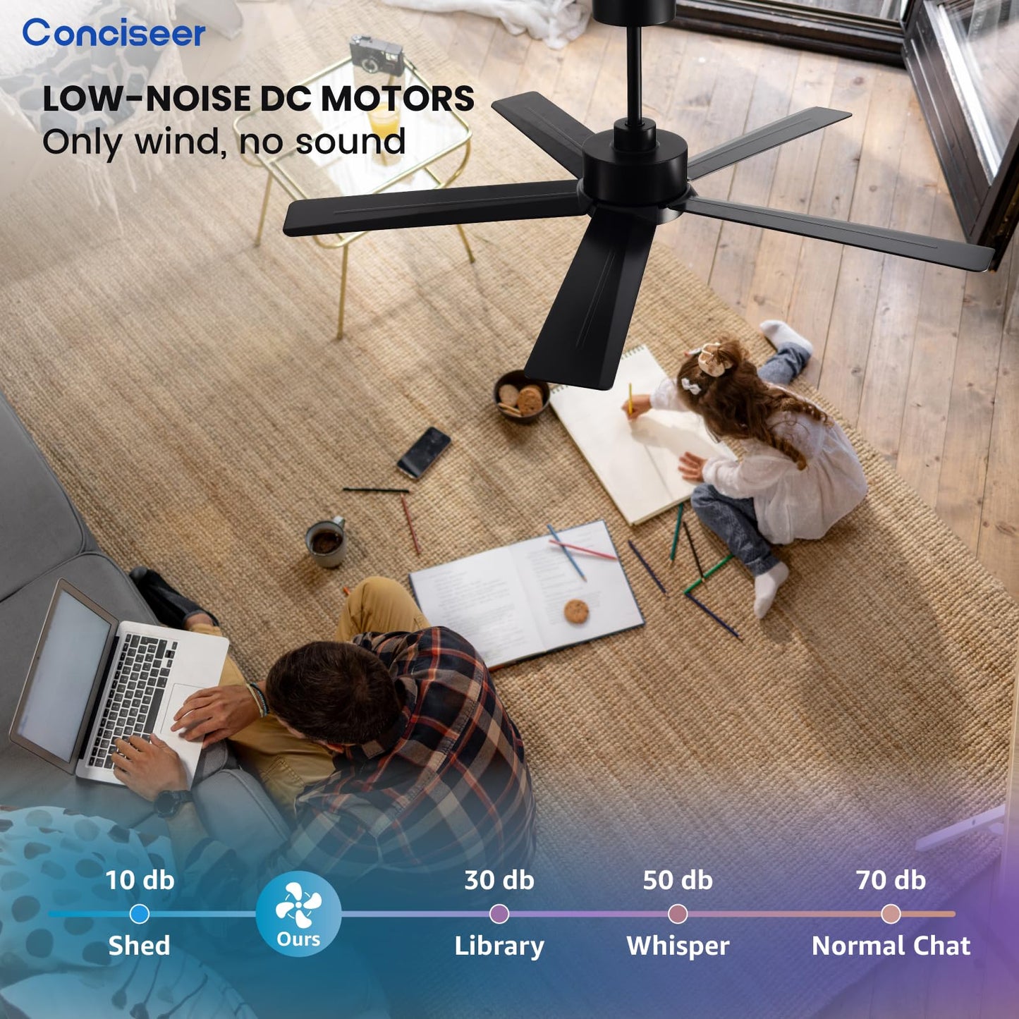 65" Modern Ceiling Fan with Light & Remote