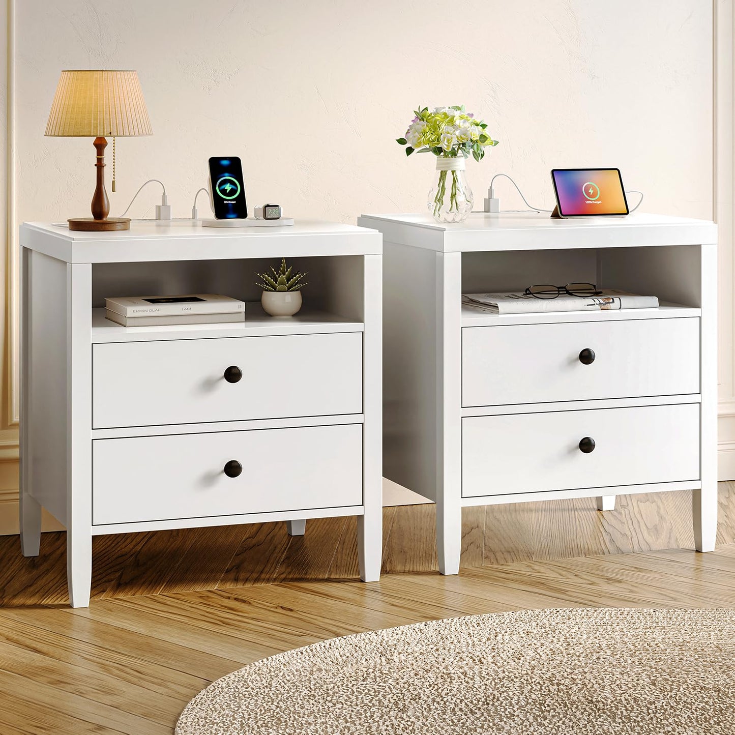 Huuger Black Nightstands Set of 2