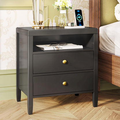 Huuger Black Nightstands Set of 2