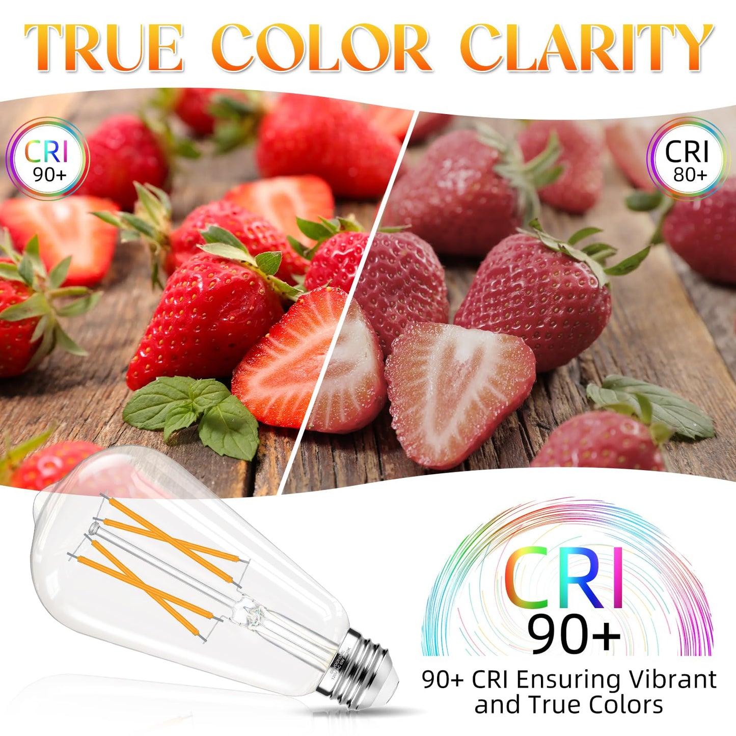 Edison LED Bulbs 60W, 4000K, 12-Pack