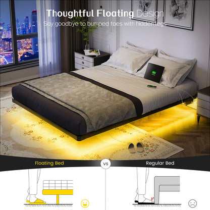 OLEVS Full LED Floating Bed Frame