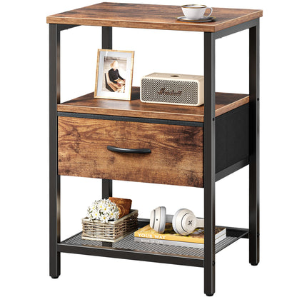 Huuger Fabric Nightstand, Rustic Brown