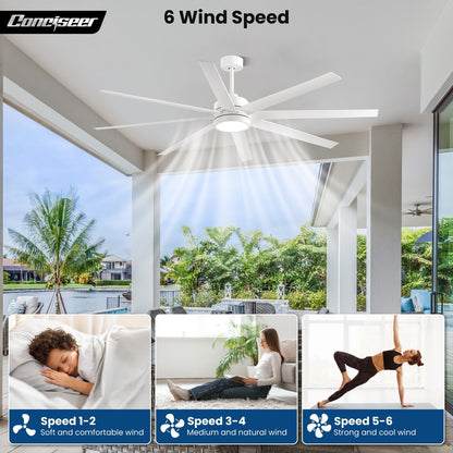 65" Modern Ceiling Fan with Light & Remote