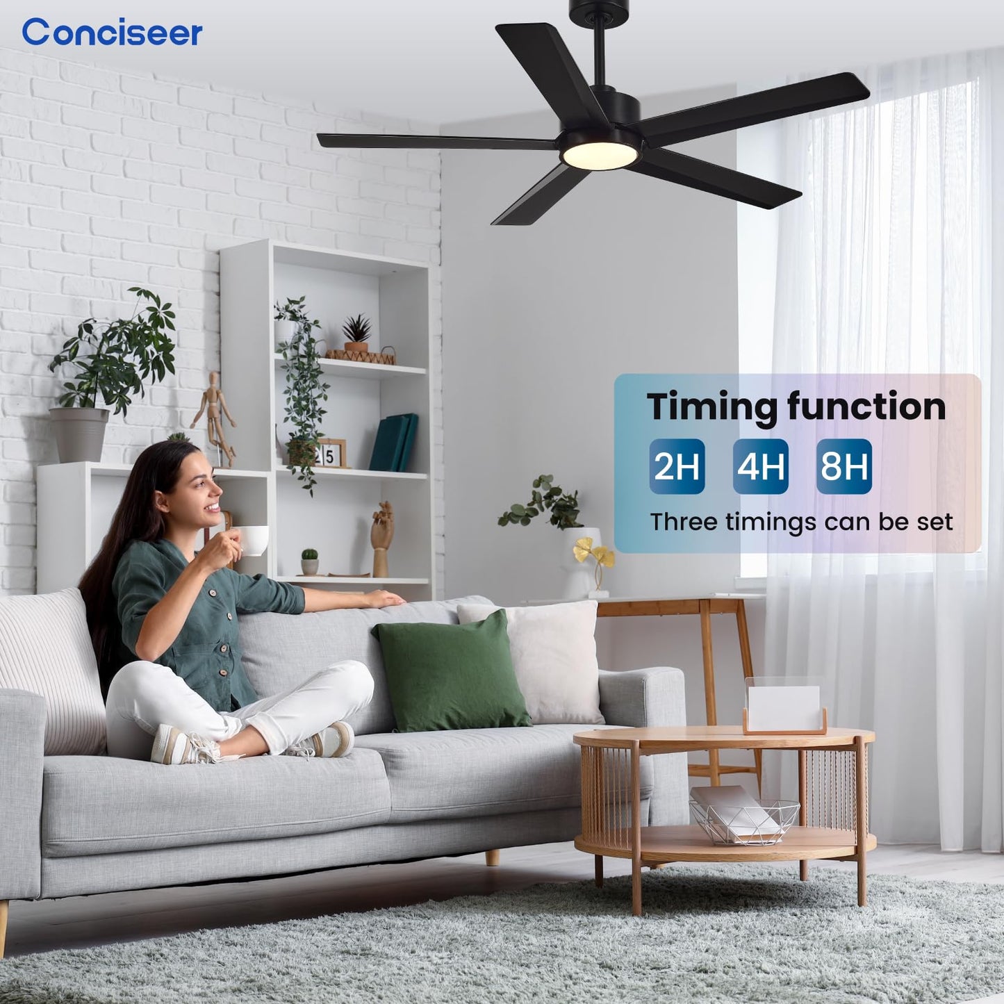 65" Modern Ceiling Fan with Light & Remote