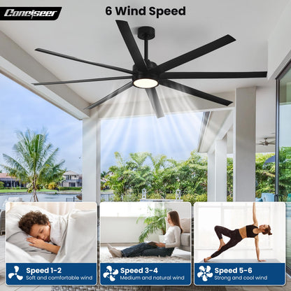 65" Modern Ceiling Fan with Light & Remote