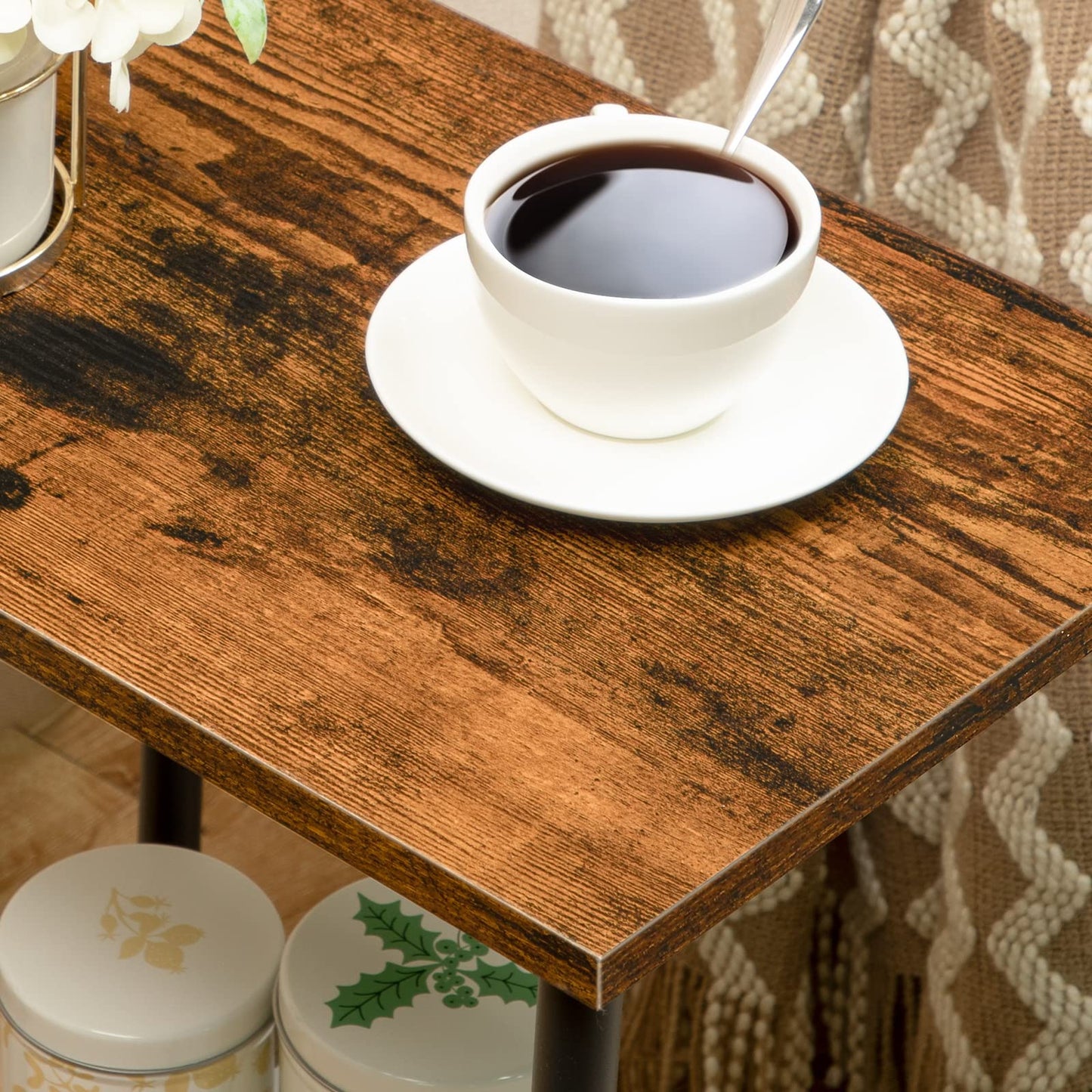 HOOBRO Small Side Table with Shelves