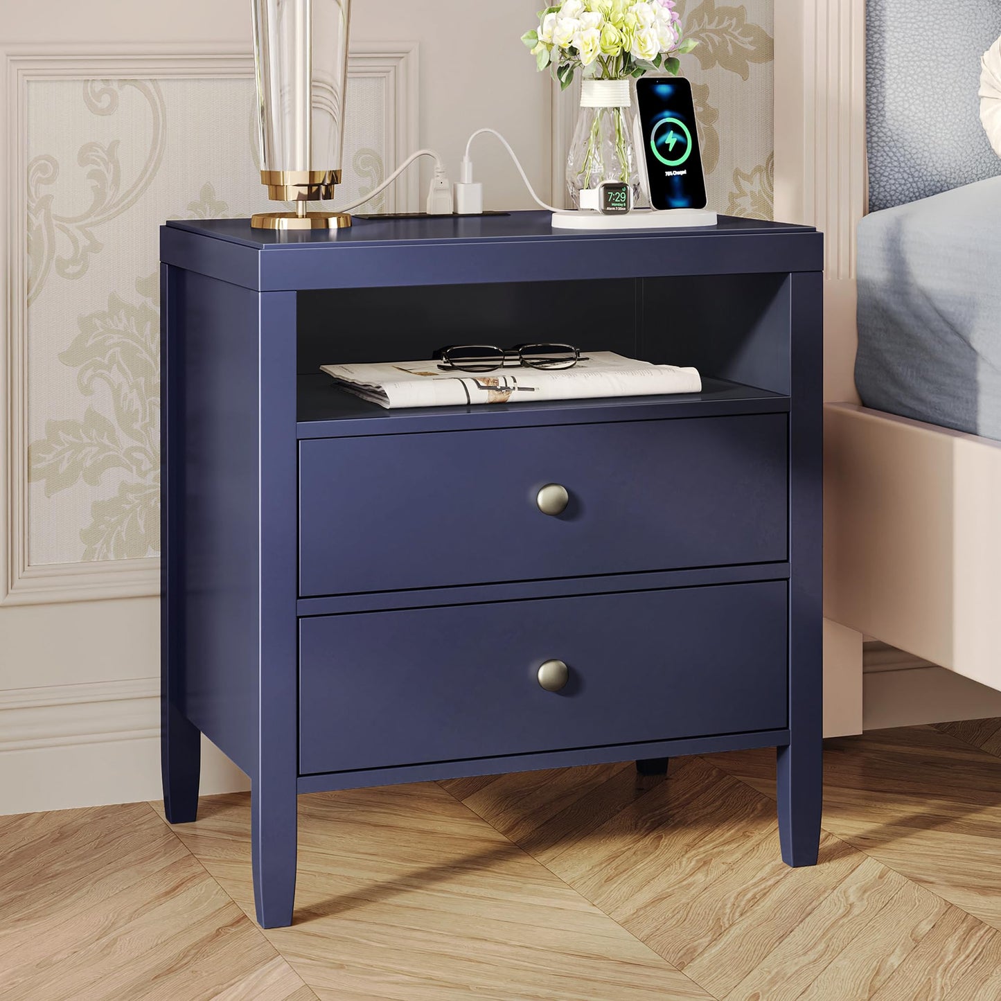 Huuger Black Nightstands Set of 2