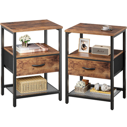 Huuger Fabric Nightstand, Rustic Brown