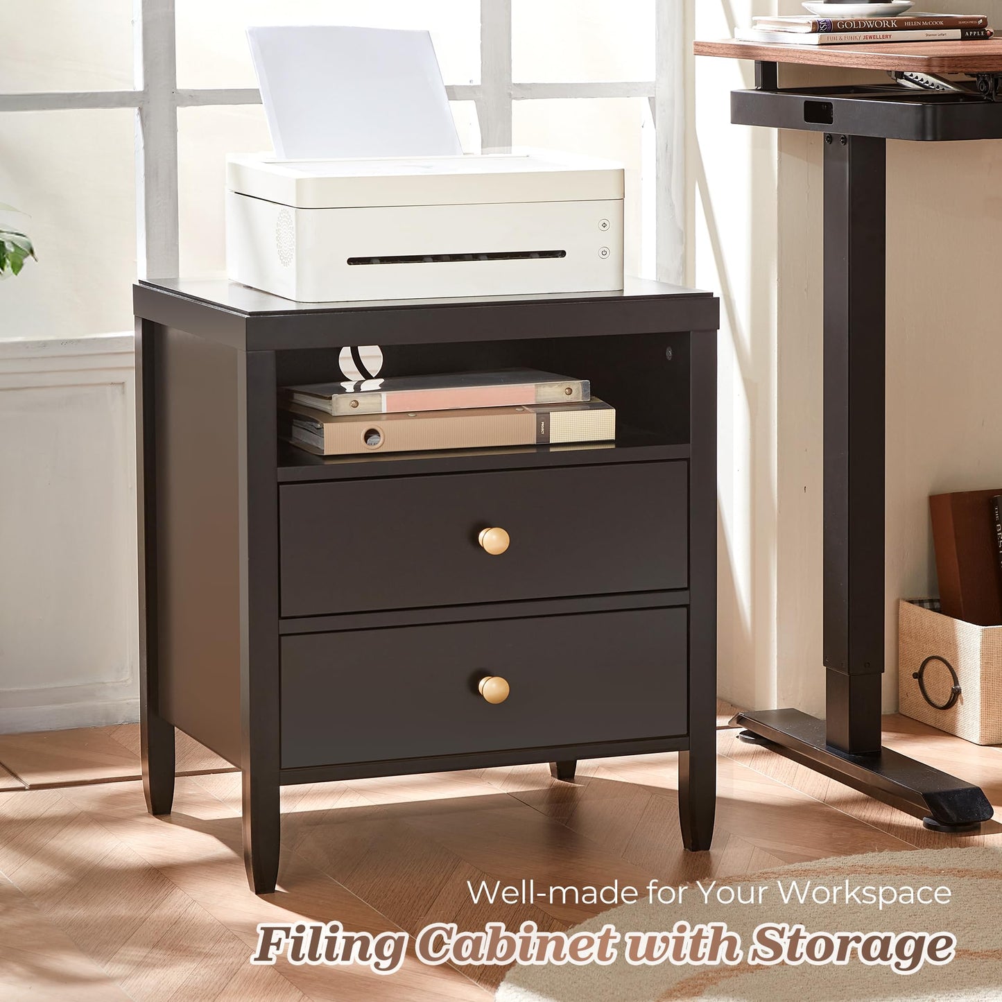 Huuger Black Nightstands Set of 2
