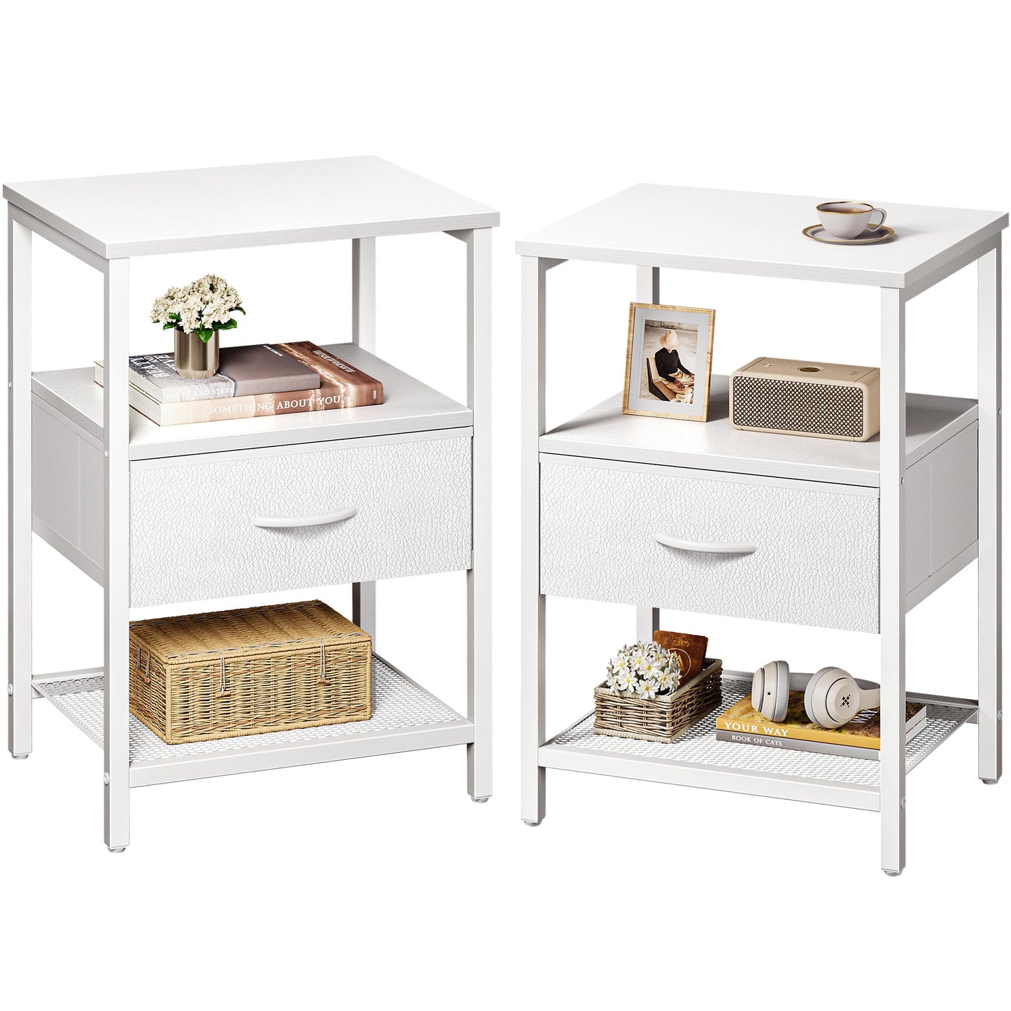 Huuger Fabric Nightstand, Rustic Brown