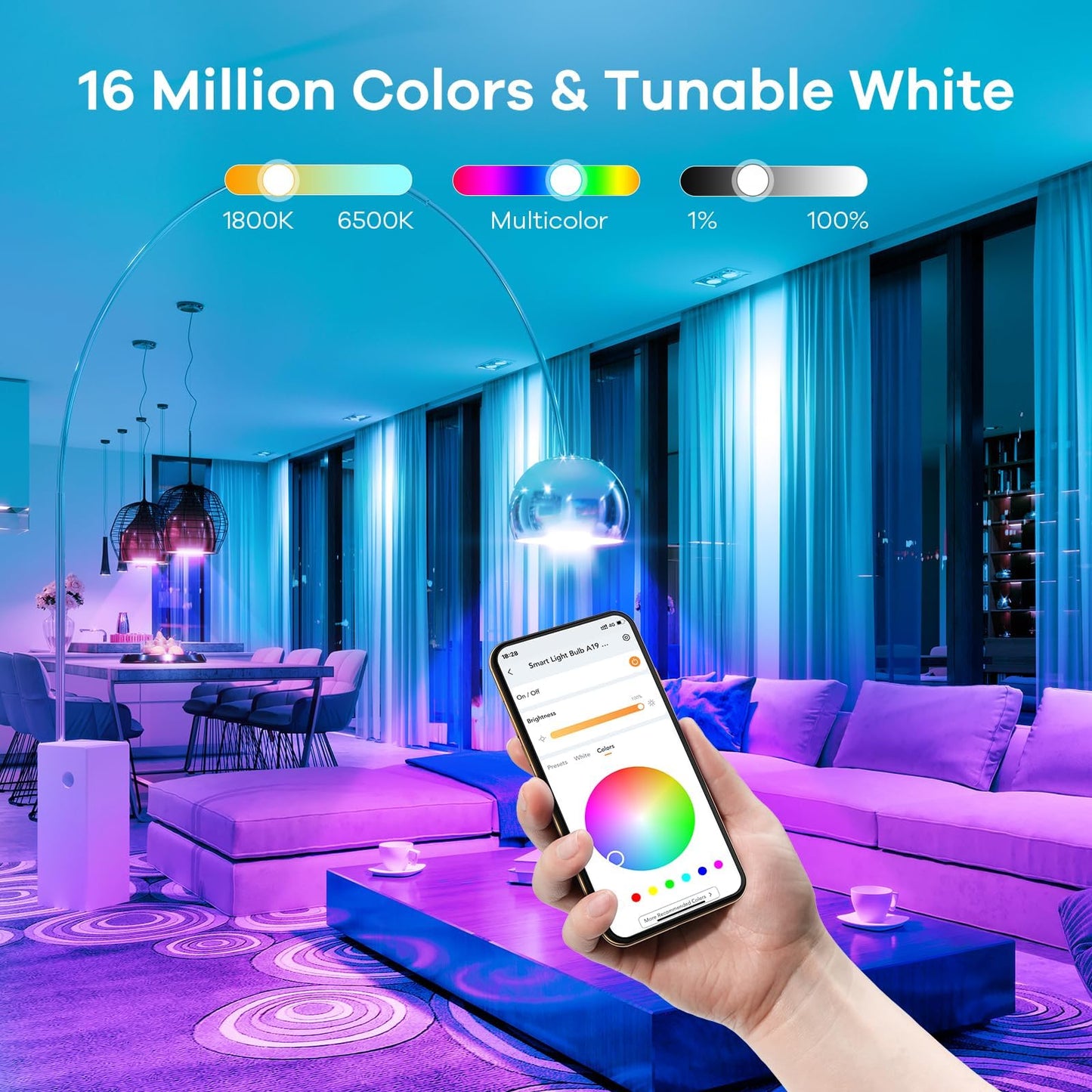 Linkind Smart Bulbs 4-Pack, RGB WiFi LED