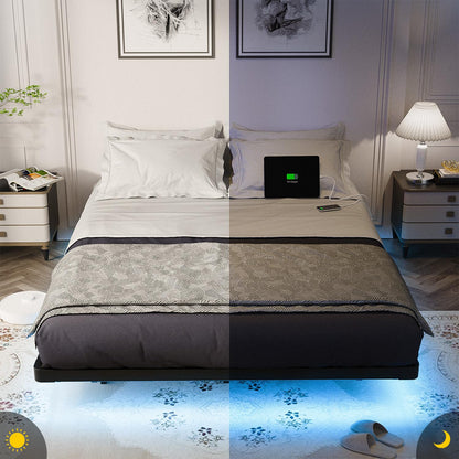 OLEVS Full LED Floating Bed Frame