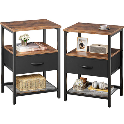 Huuger Fabric Nightstand, Rustic Brown