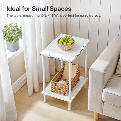 HOOBRO Small Side Table with Shelves