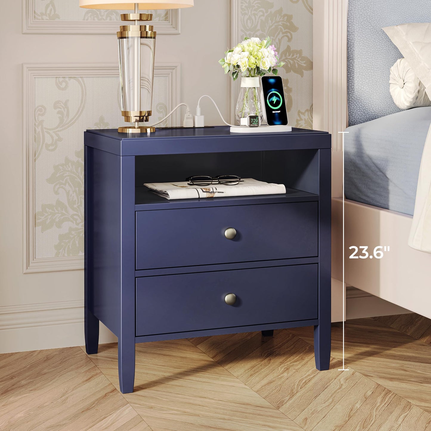 Huuger Black Nightstands Set of 2