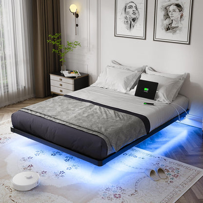 OLEVS Full LED Floating Bed Frame