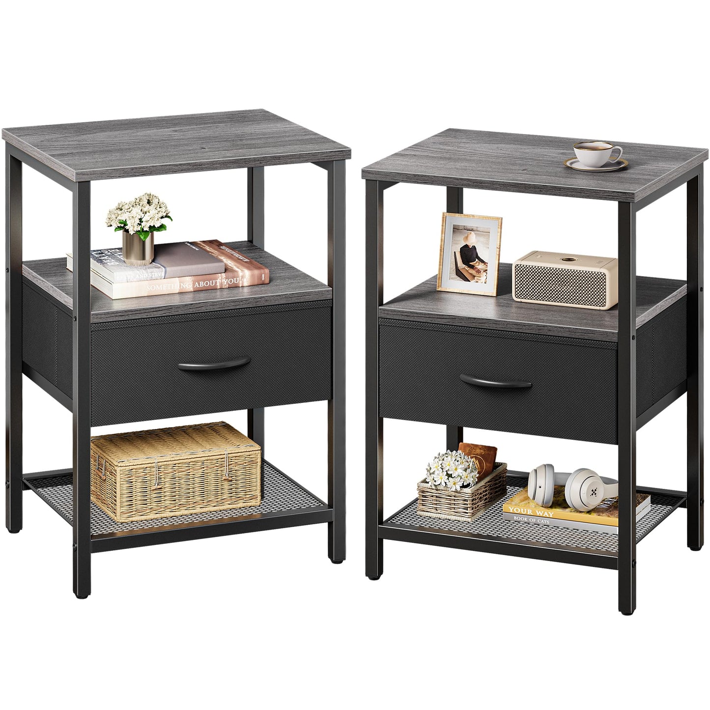 Huuger Fabric Nightstand, Rustic Brown