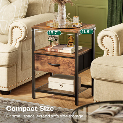 Huuger Fabric Nightstand, Rustic Brown