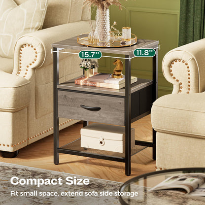 Huuger Fabric Nightstand, Rustic Brown